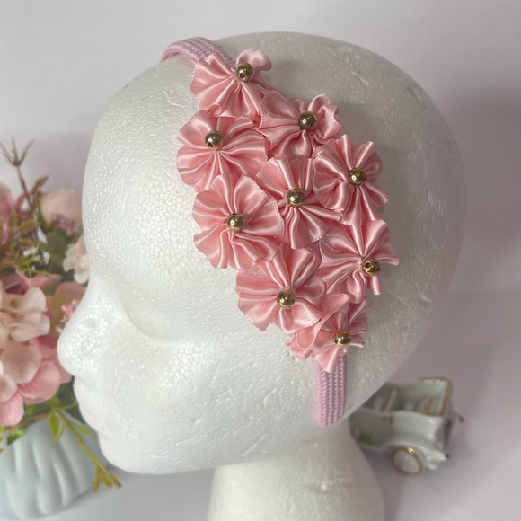 New Girls head bands pink embellished handmade - Picture 13 of 16